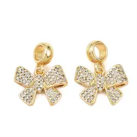 Brass Micro Pave Cubic Zirconia European Dangle Charms