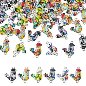 60Pcs Printed Alloy Connector Charms