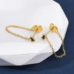 Real 18K Gold Plated 925 Sterling Silver Chains Front Back Stud Earrings