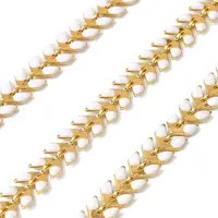 Brass Enamel Leaf Link Chains