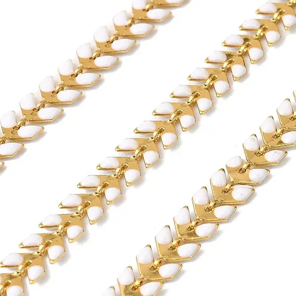 Brass Enamel Leaf Link Chains