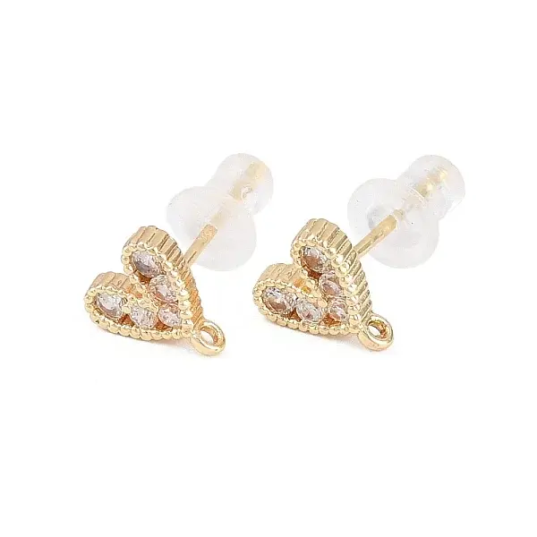 Brass Clear Cubic Zirconia Stud Earring Findings