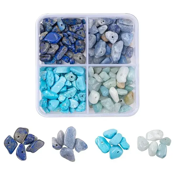 60G 4 Style Natural & Synthetic Gemstone Chip Beads