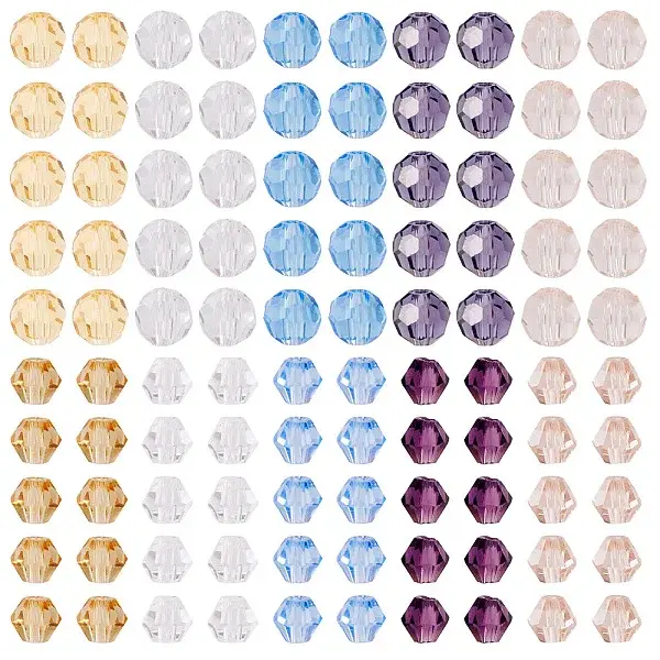 300Pcs 10 Styles Transparent Glass Beads