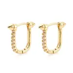 Brass Micro Pave Clear Cubic Zirconia Hoop Earrings