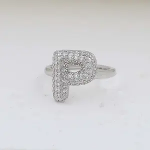 Brass Micro Pave Clear Cubic Zirconia Cuff Rings