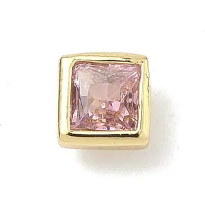 Square Brass Micro Pave Cubic Zirconia Cabochons