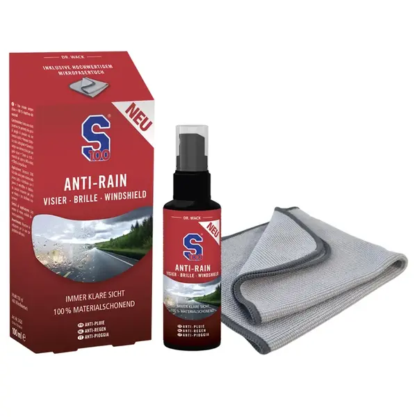 Přípravek na plexi S100 Anti-Rain 100 ml včetně utěrky z mikrovlákna