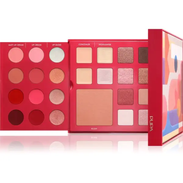 PUPA Milano Pupart M multifunkční paleta na oči a rty BURGUNDY 18.8 g