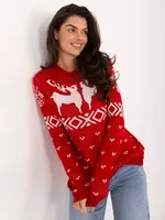 Červený vánoční svetr s jeleny