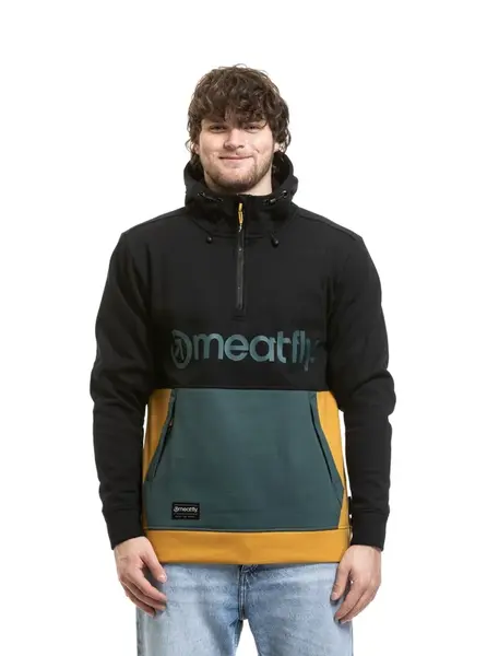 Meatfly pánská technická mikina Tason Black / Chai Tea | Černá | Velikost M