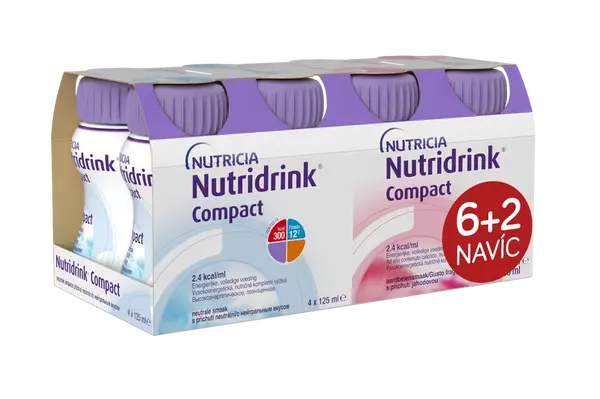 Nutridrink Compact 6+2 s příchutí neutral-jahoda 8x125 ml