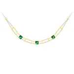Preciosa Luxusní pozlacený náhrdelník Straight se zeleným křišťálem Preciosa 7390Y66