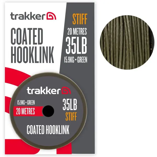 Trakker návazcová šňůra stiff coated hooklink 20 m - 35 lb 15,9 kg