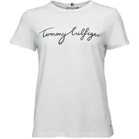 Tommy Hilfiger REG C-NK SIGNATURE TEE Dámske tričko, biela, veľkosť