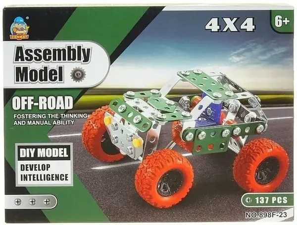 Kovová stavebnice na šroubování - Terénní auto (137 dílů)