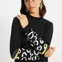 Trendyol Black Sleeve Jacquard Knitwear Sweater