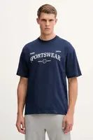 Bavlněné tričko Hummel pánské, modrá barva, s potiskem, 229841