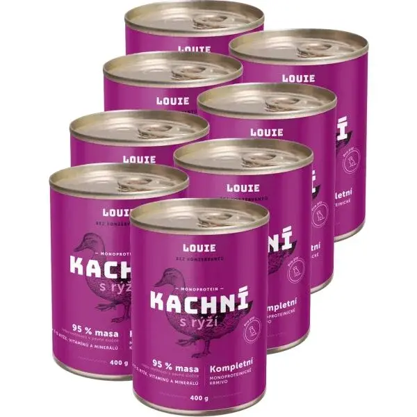 LOUIE KAČACIE S RYŽOU 8 x 400 G Konzerva pre psov, fialová, veľkosť