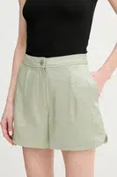 Kraťasy Guess CAMILLE dámské, zelená barva, hladké, high waist, W5GD68 WH5F0