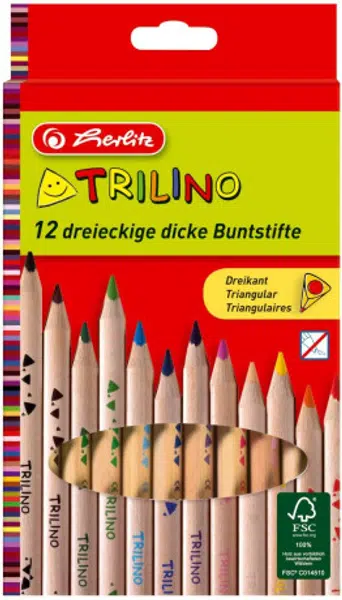 Pastelky 12 barev, trojhranné, silné