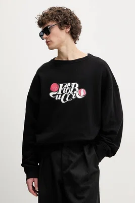 Bavlněná mikina Fiorucci Curly Lollipop Logo Relaxed Fit Sweatshirt pánská, černá barva, s potiskem, U02SPSCR188CJ05BK02