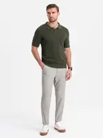 Ombre Men's REGULAR FIT chino pants with elastic waistband - gray-beige