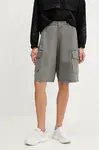 Džínové šortky adidas Originals Cargo Jorts dámské, šedá barva, high waist, JD0139