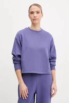 Bavlněná mikina Puma dámská, fialová barva, hladká, 685058