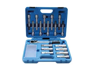 BGS technic Hlavice s průchozí ráčnou na servis tlumičů McPherson, sada 18 ks - BGS 2087