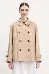 Bavlněný trenčkot Tommy Hilfiger béžová barva, dvouřadový, WW0WW45618