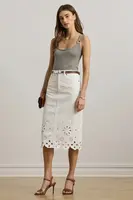 Džínová sukně Lauren Ralph Lauren bílá barva, midi, 200978819