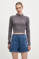 Mikina adidas ALL SZN RIB dámská, fialová barva, hladká, JJ1229