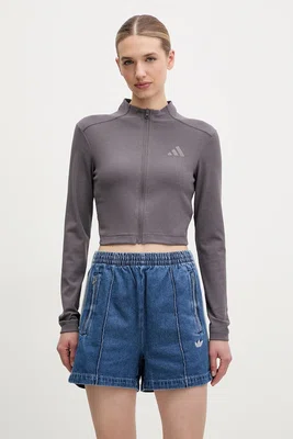 Mikina adidas ALL SZN RIB dámská, fialová barva, hladká, JJ1229