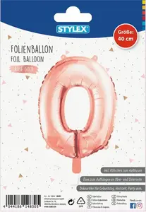 Číslo 0 nafukovací růžovozlaté / stříbrné 40cm