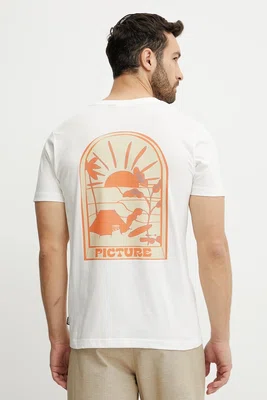 Bavlněné tričko Picture Endako pánské, bílá barva, s potiskem, MTS1226