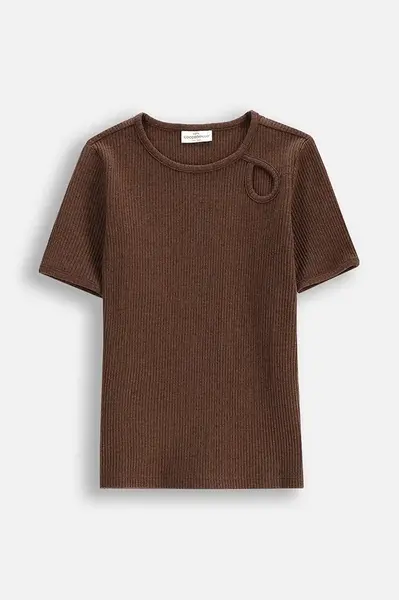 Dětské tričko Coccodrillo hnědá barva, NOSTALGIC MEADOW GIRL JUNIOR