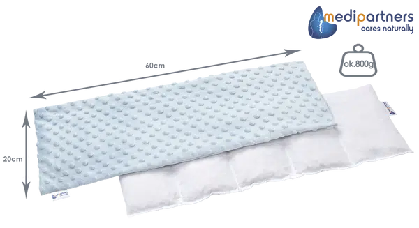 Medi Partners Thermophor with cherry seeds large 20x60 – 5 chambers Minky – Light blue