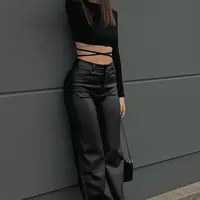 Madmext Mad Girls černé kožené kalhoty