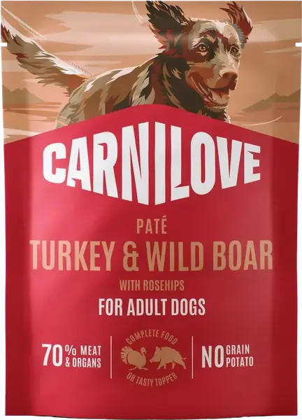 Kapsička CARNILOVE Paté pro dospělé psy krůta a divočák se šípky 300 g