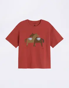 Thinking MU Horse Hug Lucia Tee PALE RED M