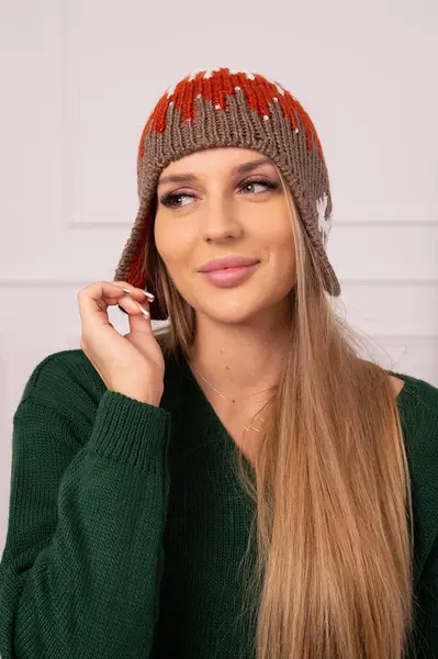 marka niezdefiniowana Dámská čepice Nikol K405 bílá+červená+mocca