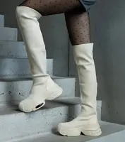 Gemre Lokira beige boots with elastic upper on chunky sole