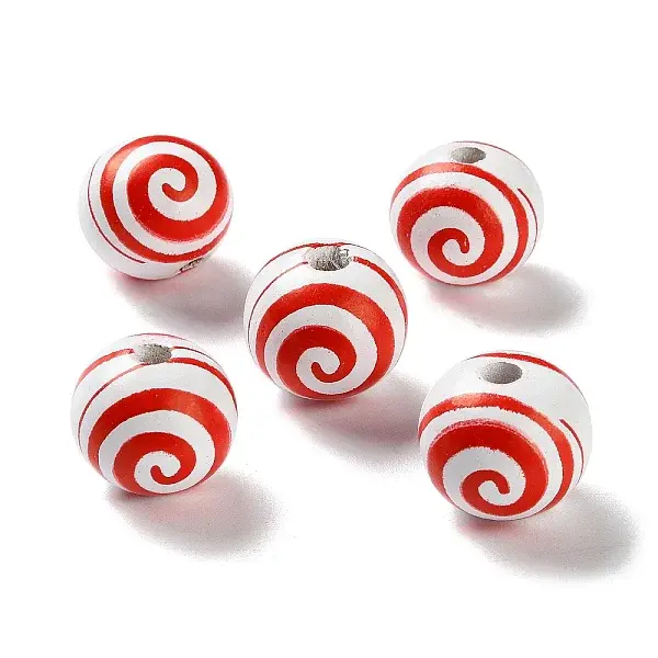 Printed Wood European Beads