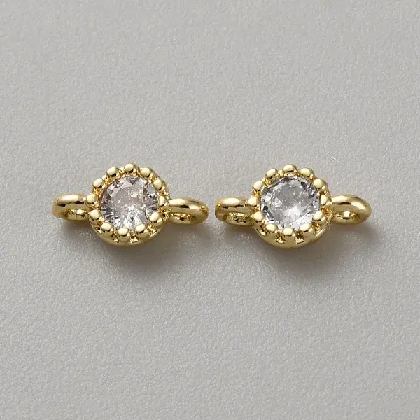 Real 14K Gold Plated Brass Pave Cubic Zirconia Links