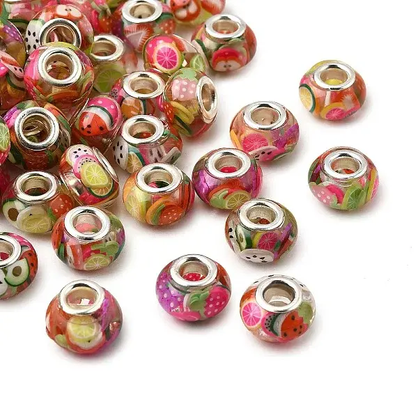 Resin with Fruit Polymer Clay Inside European Beads