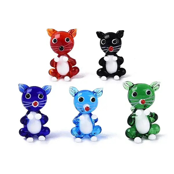 Handmade Lampwork Cat Figurine Display Decorations