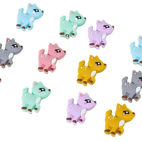 12Pcs 6 Styles Deer Silicone Beads