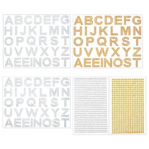 5 Sheets 5 Styles Clear Acrylic Rhinestone Letter Stickers