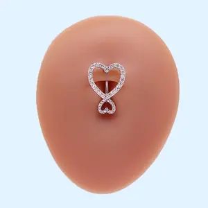 316L Surgical Stainless Steel Micro Pave Cubic Zirconia Top Down Belly Rings